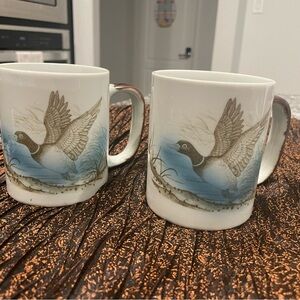 Otagiri vtg Duck Design large Ceramic Mugs - Set of 2 holds 12oz